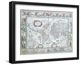World Map, from "Le Theatre Du Monde" or "Nouvel Atlas," 1645-Willem Janszoon Blaeu-Framed Giclee Print