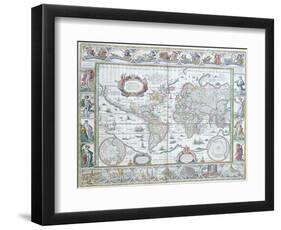 World Map, from "Le Theatre Du Monde" or "Nouvel Atlas," 1645-Willem Janszoon Blaeu-Framed Premium Giclee Print