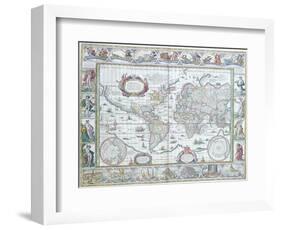 World Map, from "Le Theatre Du Monde" or "Nouvel Atlas," 1645-Willem Janszoon Blaeu-Framed Premium Giclee Print