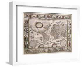 World Map, from "Le Theatre Du Monde" or "Nouvel Atlas," 1645-Willem Janszoon Blaeu-Framed Giclee Print