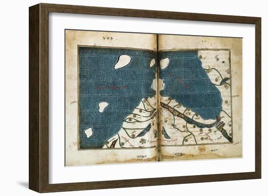 World Map from Treatise of Geography, Circa 1099-1165, Manuscript-null-Framed Giclee Print