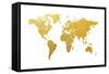 World Map Gold Foil-Michael Tompsett-Framed Stretched Canvas