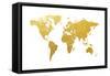 World Map Gold Foil-Michael Tompsett-Framed Stretched Canvas