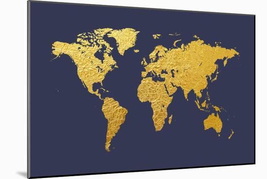 World Map Gold Foil-Michael Tompsett-Mounted Art Print