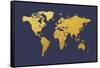 World Map Gold Foil-Michael Tompsett-Framed Stretched Canvas