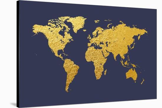 World Map Gold Foil-Michael Tompsett-Stretched Canvas