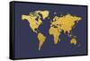 World Map Gold Foil-Michael Tompsett-Framed Stretched Canvas