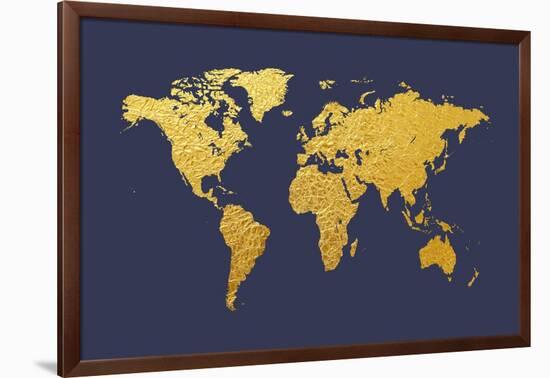 World Map Gold Foil-Michael Tompsett-Framed Art Print