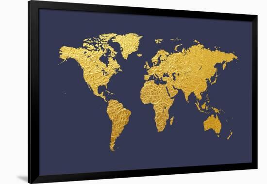 World Map Gold Foil-Michael Tompsett-Framed Art Print