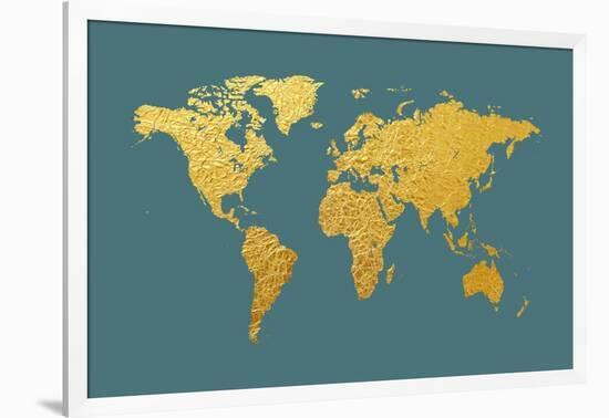 World Map Gold Foil-Michael Tompsett-Framed Art Print