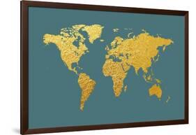 World Map Gold Foil-Michael Tompsett-Framed Art Print