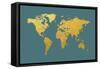 World Map Gold Foil-Michael Tompsett-Framed Stretched Canvas