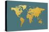 World Map Gold Foil-Michael Tompsett-Stretched Canvas