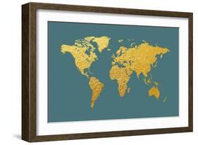 World Map Gold Foil-Michael Tompsett-Framed Art Print