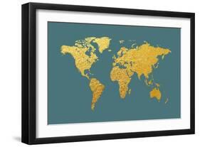 World Map Gold Foil-Michael Tompsett-Framed Art Print