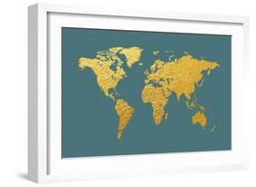 World Map Gold Foil-Michael Tompsett-Framed Art Print