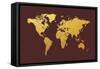 World Map Gold Foil-Michael Tompsett-Framed Stretched Canvas