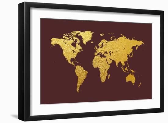 World Map Gold Foil-Michael Tompsett-Framed Art Print