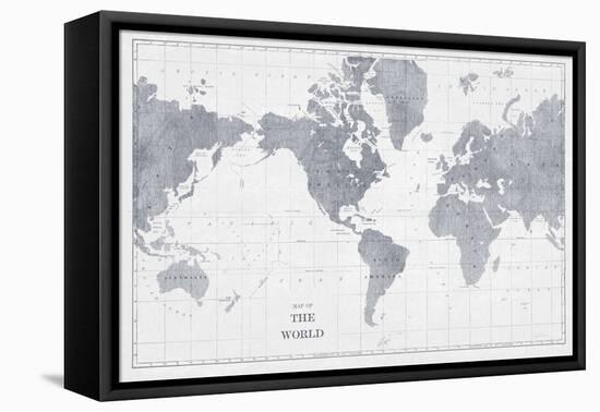 World Map Gray No Words-Sue Schlabach-Framed Stretched Canvas