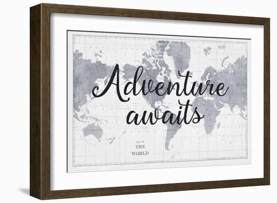 World Map Gray-Sue Schlabach-Framed Art Print