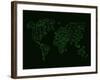 World Map Green Wire-NaxArt-Framed Art Print