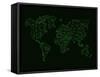 World Map Green Wire-NaxArt-Framed Stretched Canvas