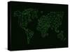 World Map Green Wire-NaxArt-Stretched Canvas