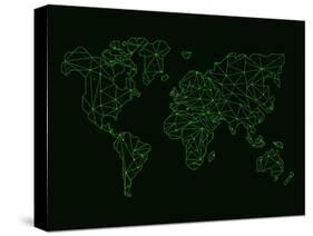 World Map Green Wire-NaxArt-Stretched Canvas