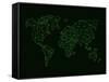 World Map Green Wire-NaxArt-Framed Stretched Canvas