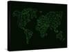 World Map Green Wire-NaxArt-Stretched Canvas