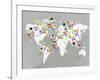 World Map Grey-PI Juvenile-Framed Art Print