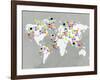 World Map Grey-PI Juvenile-Framed Art Print