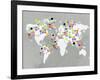 World Map Grey-PI Juvenile-Framed Art Print