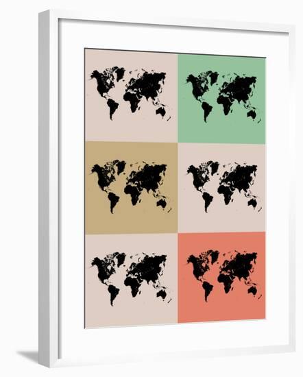 World Map Grid Poster 2-NaxArt-Framed Art Print