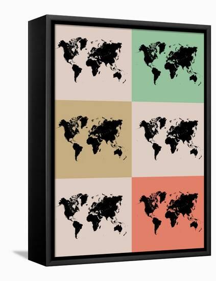 World Map Grid Poster 2-NaxArt-Framed Stretched Canvas