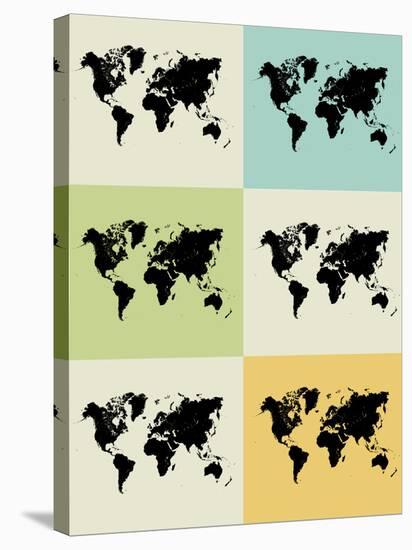 World Map Grid Poster-NaxArt-Stretched Canvas