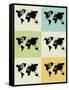 World Map Grid Poster-NaxArt-Framed Stretched Canvas