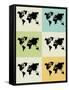 World Map Grid Poster-NaxArt-Framed Stretched Canvas