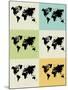 World Map Grid Poster-NaxArt-Mounted Art Print