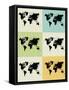 World Map Grid Poster-NaxArt-Framed Stretched Canvas