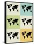 World Map Grid Poster-NaxArt-Framed Stretched Canvas