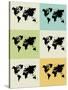 World Map Grid Poster-NaxArt-Stretched Canvas