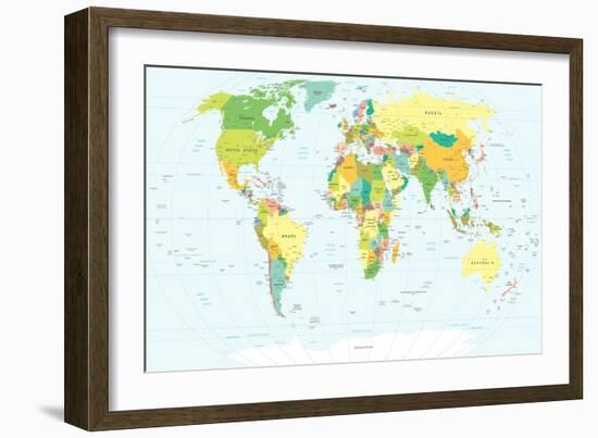 World Map - Highly Detailed Vector Illustration-dikobraziy-Framed Art Print