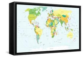 World Map - Highly Detailed Vector Illustration-dikobraziy-Framed Stretched Canvas