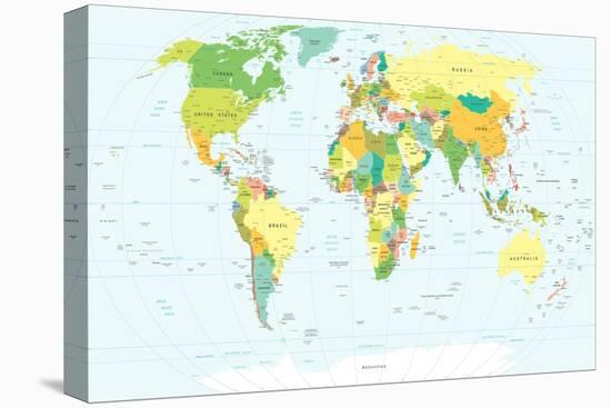 World Map - Highly Detailed Vector Illustration-dikobraziy-Stretched Canvas