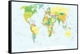 World Map - Highly Detailed Vector Illustration-dikobraziy-Framed Stretched Canvas