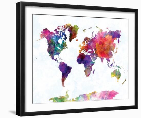 World Map II Watercolor-null-Framed Art Print