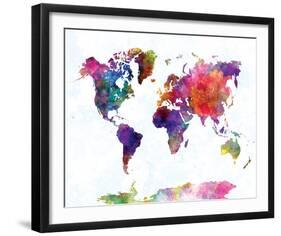 World Map II Watercolor-null-Framed Art Print