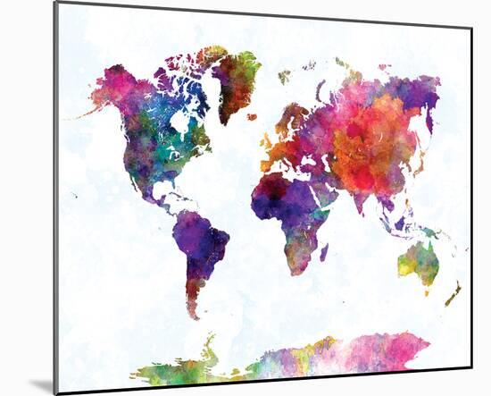 World Map II Watercolor-null-Mounted Art Print