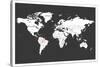 World Map in Black-Ren Lane-Stretched Canvas